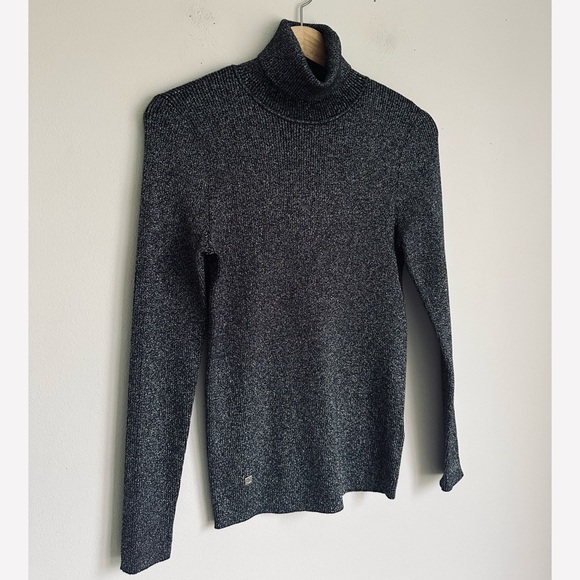Ralph Lauren • Metallic Ribber Turtleneck Sweater in Black Silver - Picture 3 of 7